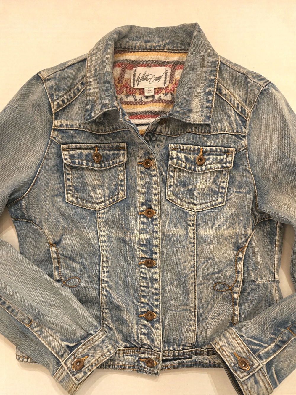 White Crow Faded Light Blue Denim Jacket